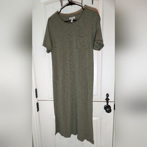 Jessica Simpson Casual Green Dress Midi Crew Neck Short Sleeve Large New